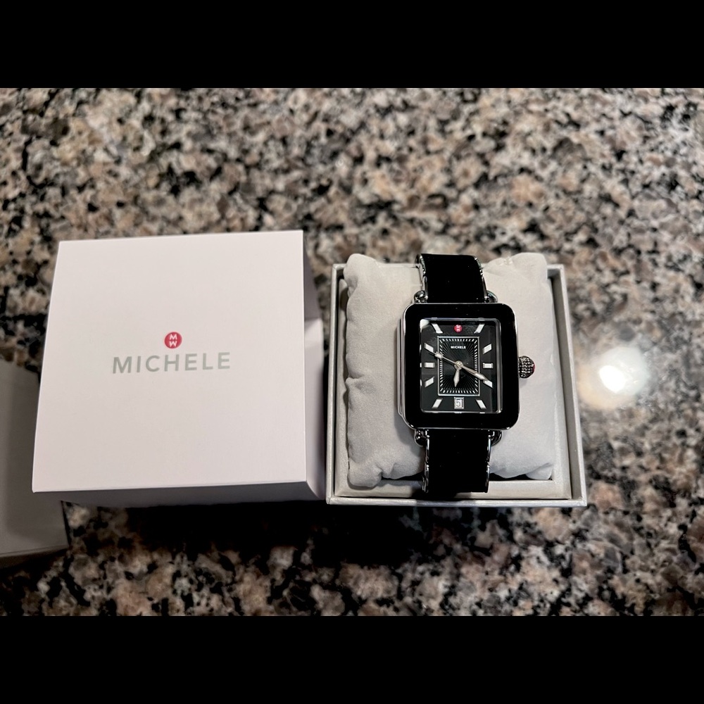Michele black DC sport ladies watch. Brand new with tags never worn.